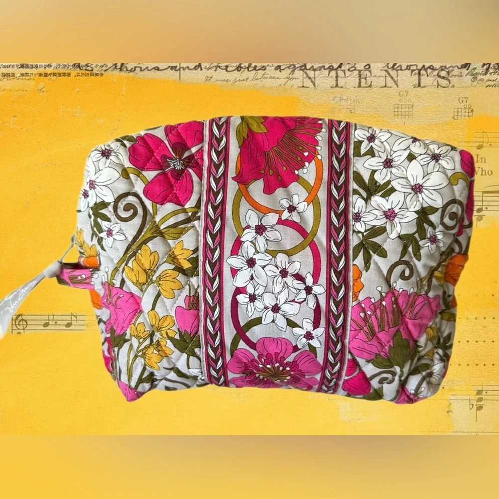 Vera Bradley Vintage Medium Cosmetic Bag in Retired Tea Garden (2011) NWOT